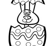 Coloriage Oeuf de P&acirc;ques qui s'ouvre et le lapin sort