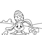 Coloriage Oeuf de P&acirc;ques sur le lapin