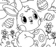 Coloriage Page de Lapin de P&acirc;ques &agrave; imprimer
