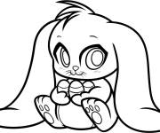 Coloriage Petit Lapin de P&acirc;ques au grandes oreilles kawaii