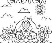 Coloriage Photo de Lapin de P&acirc;ques imprimable