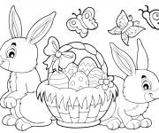 Coloriage Pr&eacute;sentation Lapins de P&acirc;ques pour enfants