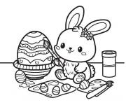 Coloriage Sc&egrave;ne de Lapin de P&acirc;ques