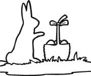 Coloriage Silhouette lapin de P&acirc;ques