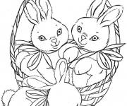 Coloriage Trois petits lapins mignons de P&acirc;ques