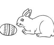 Coloriage Un lapin et oeuf de P&acirc;ques GS