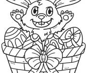 Coloriage Un panier d'&oelig;ufs avec un lapin dedans