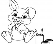 Coloriage Lapin Décore l'oeuf