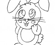 Coloriage Lapin Kawaii te salue