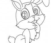 Coloriage Lapin souriant Kawaii