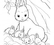 Coloriage Lapine et ses petits