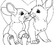 Coloriage Lapins amoureux