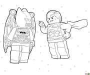 Coloriage et dessins gratuit Lego Héros Batman et Super Man à imprimer