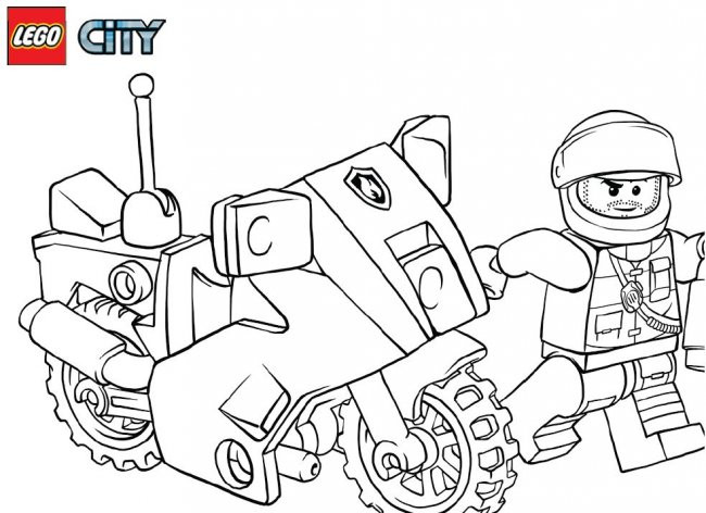 coloriage lego city moto de police en couleur dessin gratuit a imprimer adulte merveille