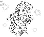 Coloriage et dessins gratuit Fille Lego Friends avec son chat à imprimer