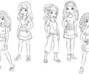 Coloriage Groupe de fille de Amis Lego