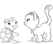 Coloriage et dessins gratuit Le chat et la tortue dans Lego Friends à imprimer