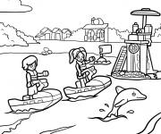 Coloriage Lego Friends &agrave; la plage avec le dauphin