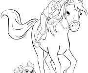 Coloriage Lego Friends Mia cheval et chien