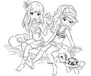 Coloriage et dessins gratuit Les filles de Amis Lego sur la mer à imprimer