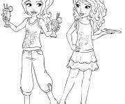 Coloriage et dessins gratuit Les filles de Lego Friends avec des vers de jus à imprimer