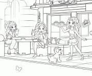 Coloriage Les filles de Lego Friends dans leur Caf&eacute;