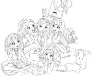 Coloriage Les filles de Lego Friends en soir&eacute;e