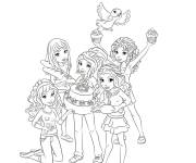 Coloriage Les filles de Lego Friends f&ecirc;te l'anniversaire de Emma