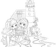 Coloriage Les filles de Lego Friends prennent un selfie