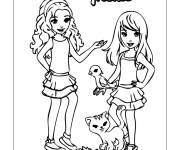 Coloriage Les filles de Lego Friends qui aiment les animaux
