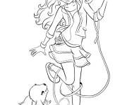 Coloriage Olivia de Lego Friends en jouant avec son chiot