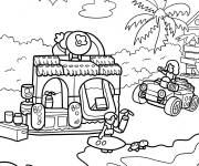 Coloriage Stand de smoothies sur la plage avec Niko et Nova de Lego Friends