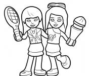 Coloriage St&eacute;phanie et Olivia en tenue de tennis