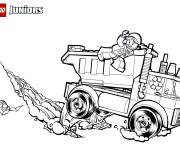 Coloriage Camion poubelle lego junior en noir et blanc