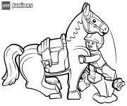 Coloriage Cavalier et cheval Lego Juniors