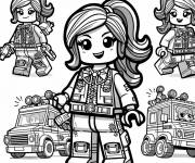 Coloriage Filles et voitures Lego junior