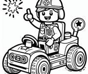 Coloriage Gar&ccedil;on sur mini voiture de Lego Junior