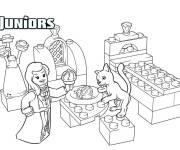 Coloriage La princesse de Lego Juniors en s'amusant avec des animaux