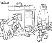 Coloriage Lego Junior écuries de chevaux