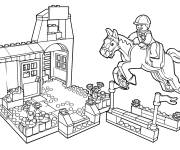 Coloriage Lego Juniors Saut d'obstacles de la ferme de poneys