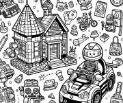 Coloriage Les &eacute;l&eacute;ments de Lego Junior