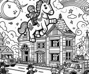 Coloriage Licorne et monde de Lego Junior