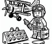 Coloriage Pilote et avion de Lego Junior