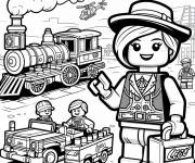 Coloriage Train et fille Lego Junior
