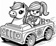 Coloriage Voiture-cheval et fille de Lego Junior