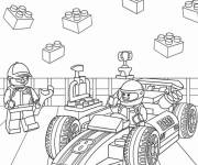 Coloriage Voiture de course et chauffeur Lego Junior