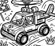 Coloriage Voiture h&eacute;licopt&egrave;re Lego Junior
