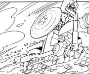 Coloriage et dessins gratuit Captain America commence a attaquer Lego Marvel à imprimer