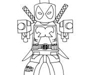 Coloriage Deadpool de Lego Marvel en attaquant