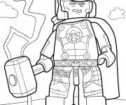 Coloriage Le puissant Thor de Lego Marvel